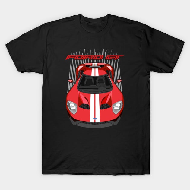 Ford GT-red and white T-Shirt by V8social